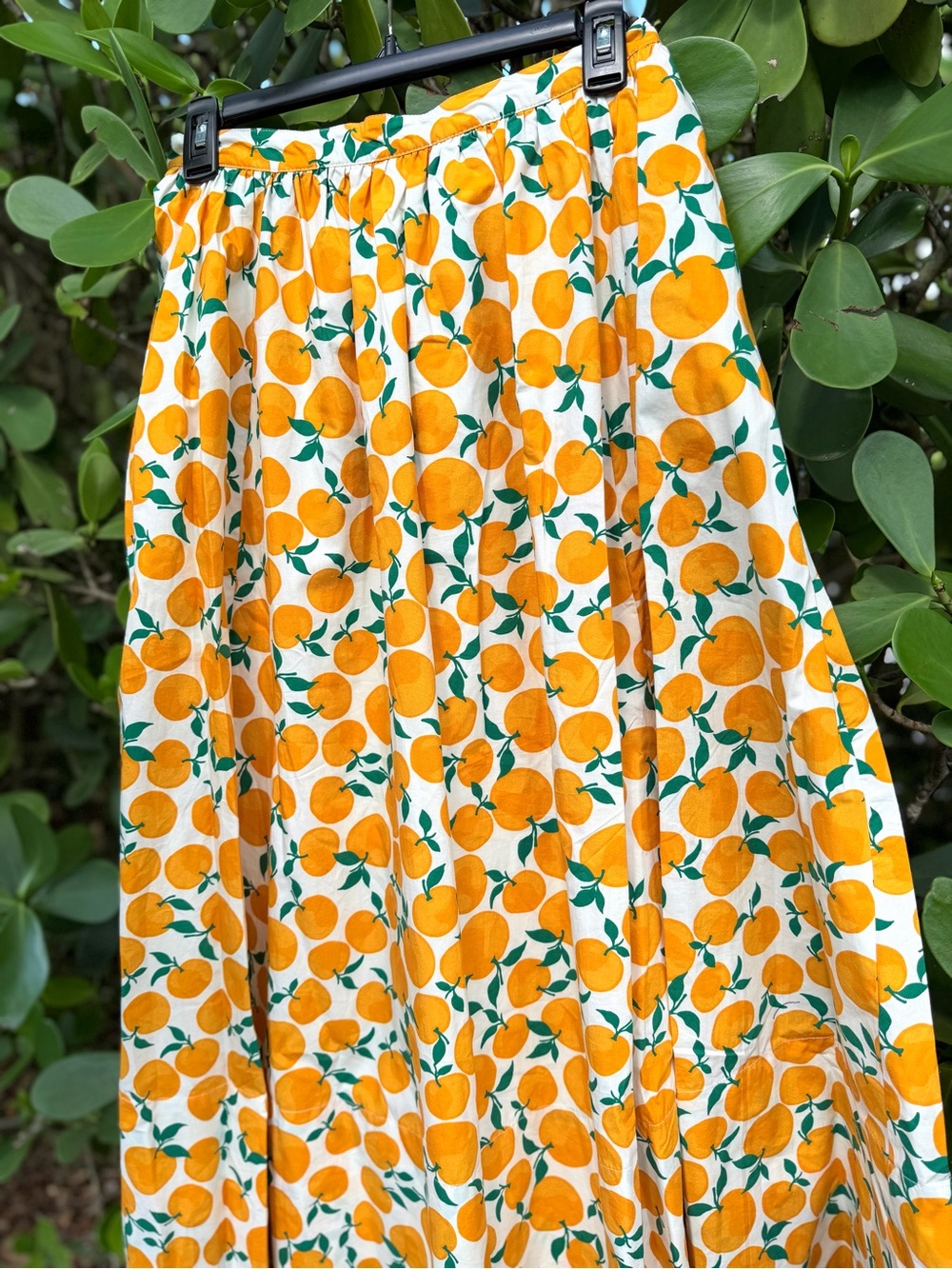 🍊 MAEVE 🍊 ANTHROPOLOGIE Orange Print Jacie Poplin Maxi Skirt